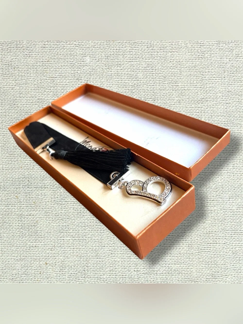 Monet² Letter B Rhinestone Initial Bookmark Black Tassel New in Box